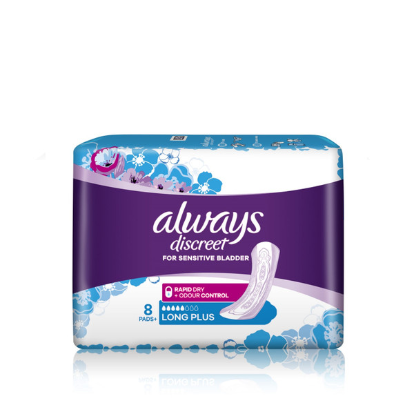 Always Discreet Long Plus Pads For Bladder Leaks 8 Pack