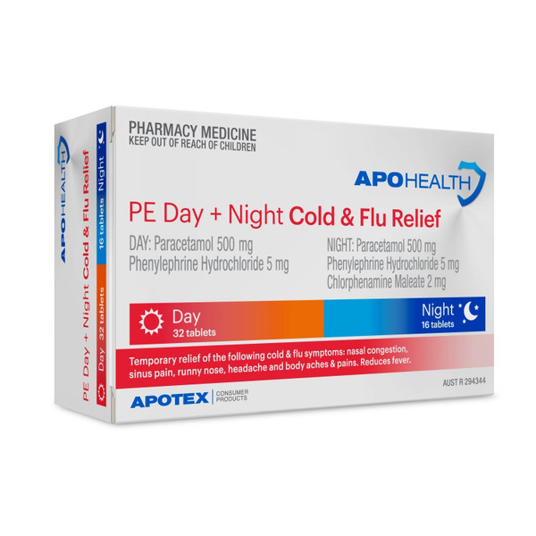Apotex Health PE Cold & Flu Day & Night Relief 48 Tablets