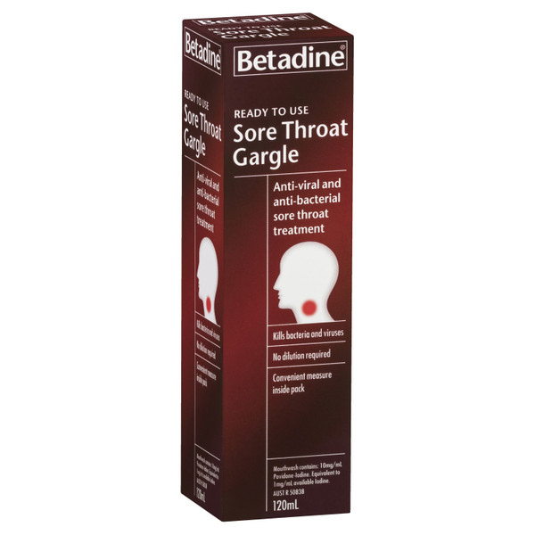 Betadine Ready to Use Sore Throat Gargle 120mL