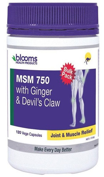 Blooms MSM 750 With Ginger & Devil's Claw 120 Vege Capsules