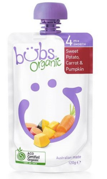 Bubs Organic Sweet Potato, Carrot & Pumpkin 120g
