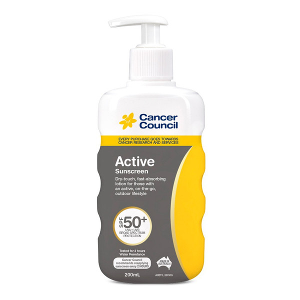 Cancer Council Active Sunscreen SPF50+ Pump 200ml
