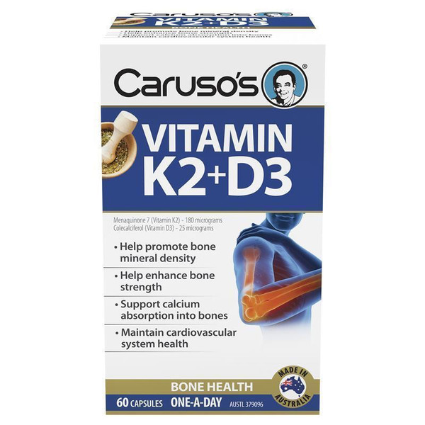 Carusos Natural Health Vitamin K2 + D3 60 Capsule