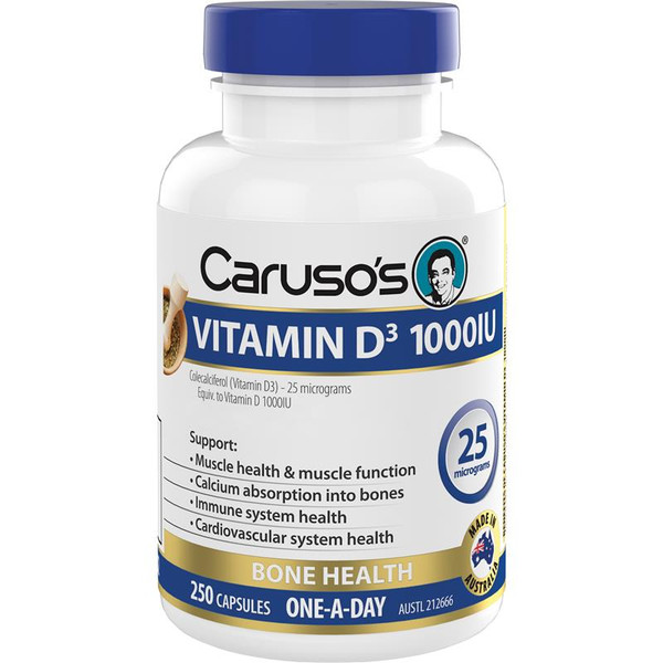 Carusos Vitamin D3 1000iu 250 Capsules