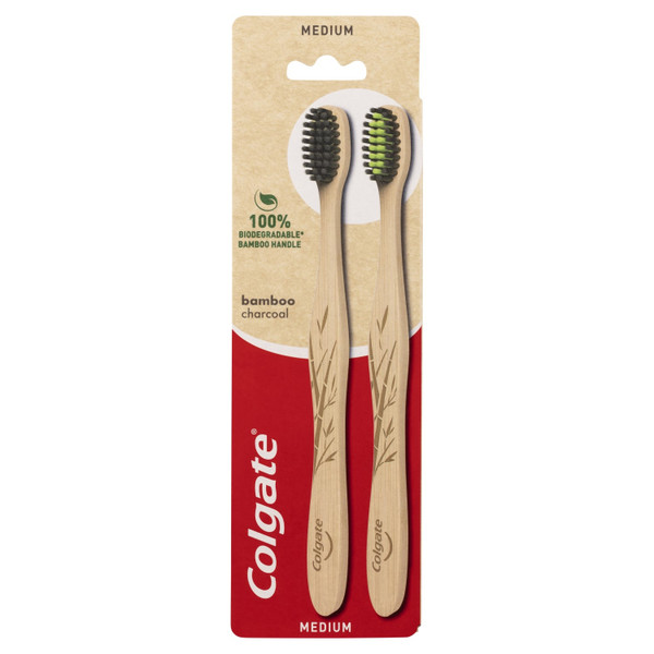 Colgate Tooth Brushes Bamboo Med 2 Pack
