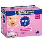 Curash Fragrance Free Baby Wipes 8 x 80 Bulk Pack