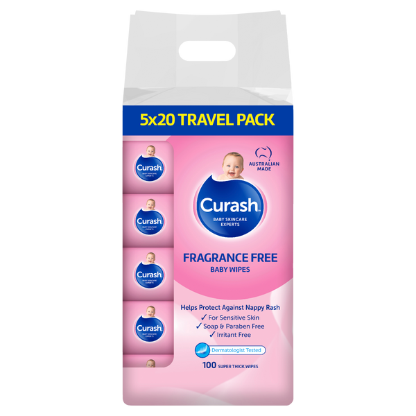 Curash Wipes Super value travel Pack Unscented 20S X5