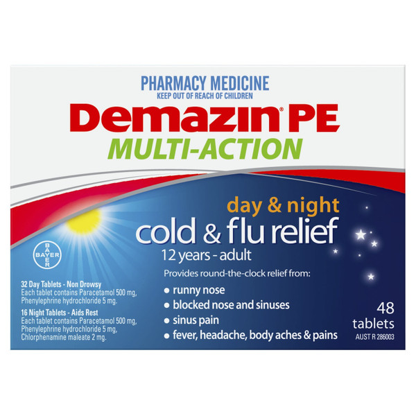 Demazin PE Multi Action Day & Night Cold & Flu 48 Tablets