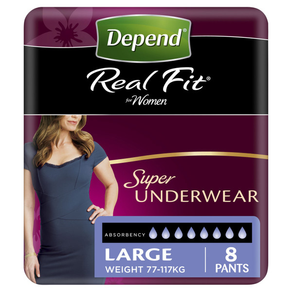 Depend Real Fit Underwear Female Super Large 8 Pack