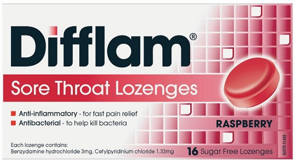 Difflam Sore Throat Raspberry 16 Lozenges