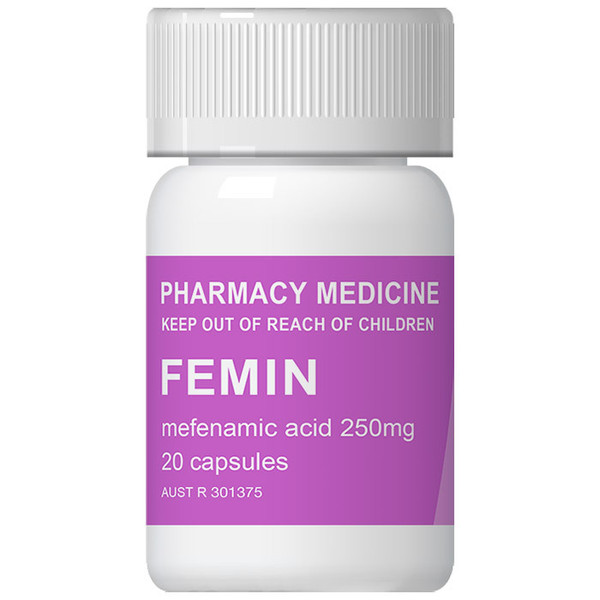 Femin Mefenamic Acid 250Mg 50 Capsules Bottle