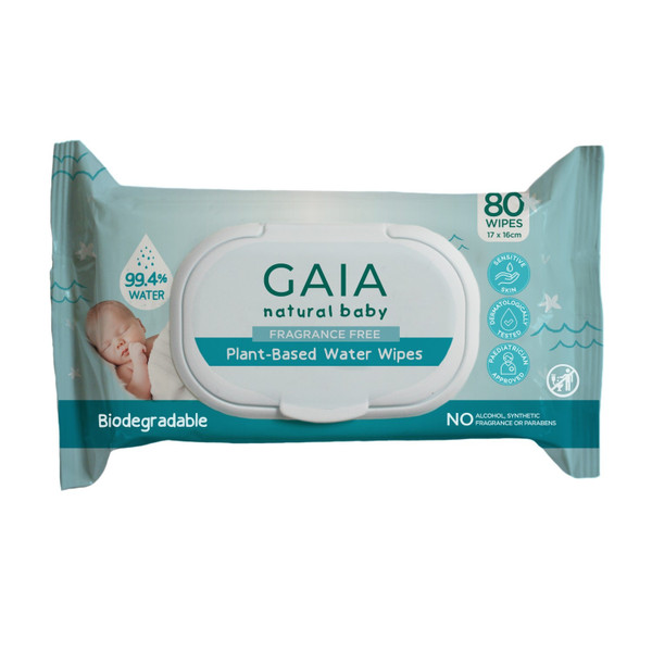 Gaia Plant Based Water Wipes 80 Pack