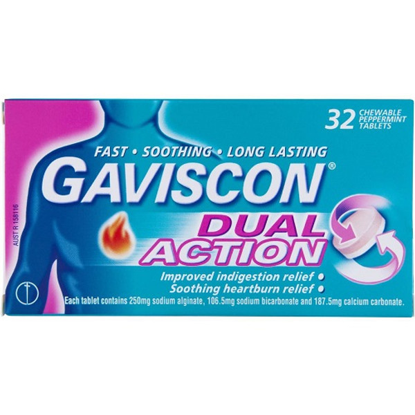 Gaviscon Dual Action 32 Chewable Peppermint Tablets