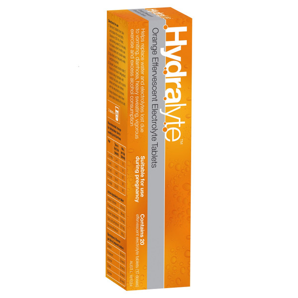 Hydralyte Effervescent Hydration Orange 20 Tablets