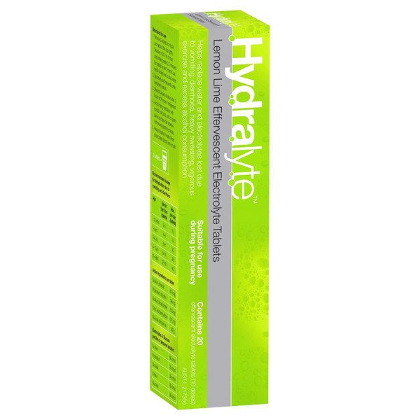 Hydralyte Lemon Lime Effervescent Electrolyte Tablets 20 Pack
