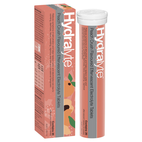 Hydralyte Peach Crush Efffective 20 Tablets