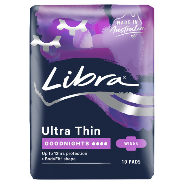 Libra Ultra Thin Pads Goodnights with Wings 10 Pack