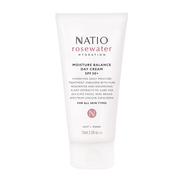 Natio Rosewater Moisture Balance Day Cream SPF50+ 75ml