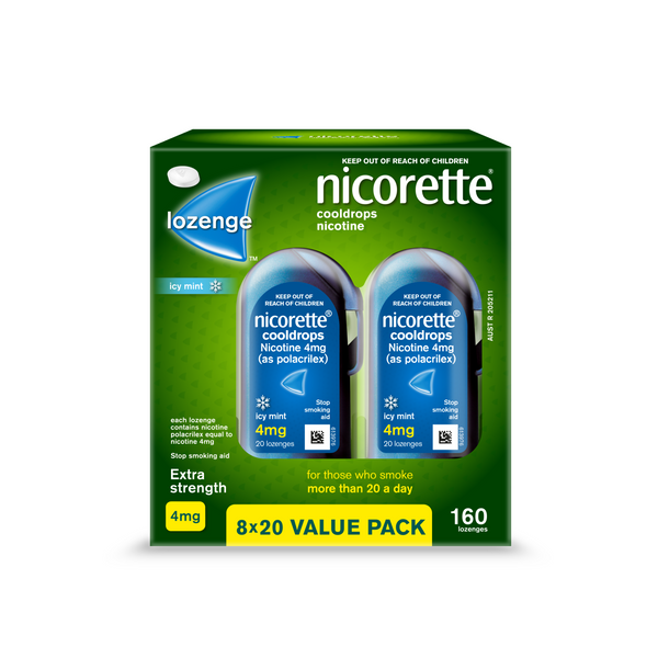 Nicorette Cooldrops Icy Mint 4mg Extra Strength 160 Pack