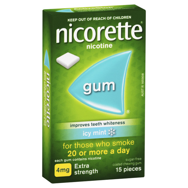 Nicorette Gum Extra Strength Icy Mint 15 Pack