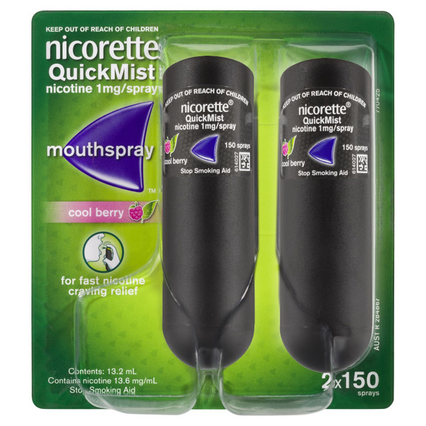 Nicorette QuickMist Mouth Spray Berry 2 x 150ml Spray