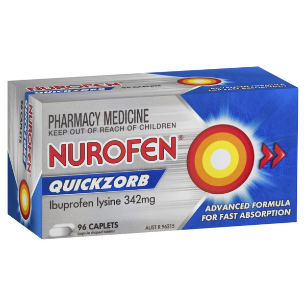 Nurofen Quickzorb 200mg Ibuprofen 96 Caplets