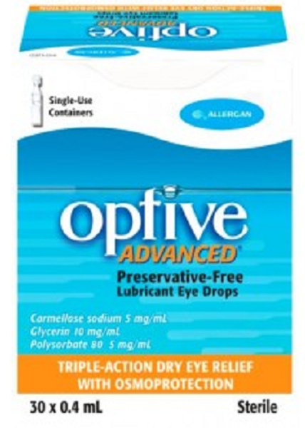 Optive Advanced Lubricant Eye Drops 0.4ml x 30 Vials