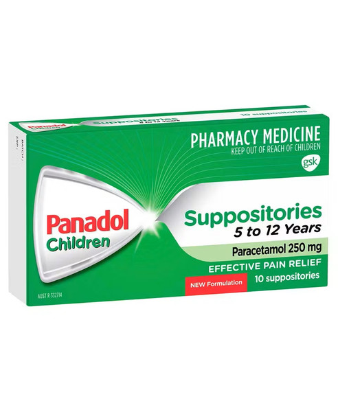 Panadol Children 250mg 5 - 12 Years 10 Suppositories