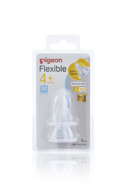 Pigeon Peristaltic Slim Neck Teat Medium 2 Pack