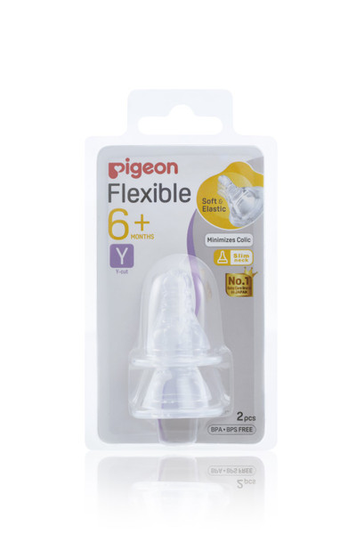 Pigeon Peristaltic Slim Neck Teat Y-Cut 2 Pack