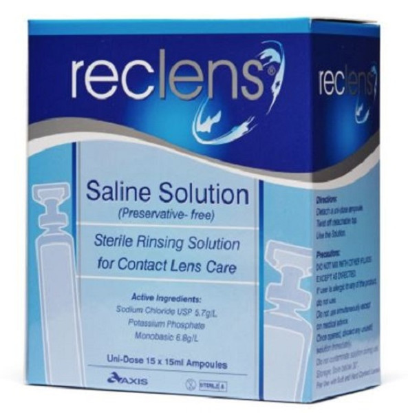 Reclens Saline Solution 15 x 15ml Ampoules