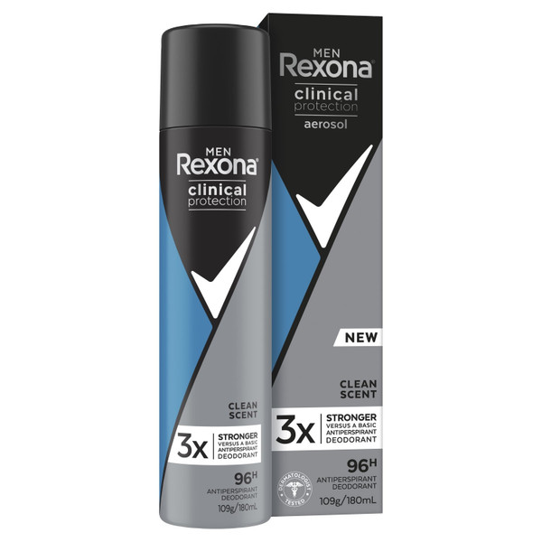 Rexona Men Clinical Protection Deodorant Aerosol Clean Scent 180ml