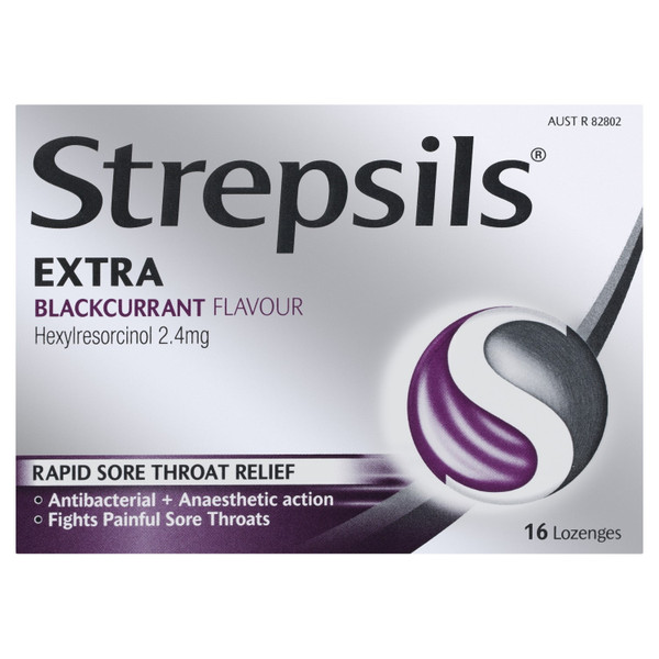 Strepsils Extra Lozenges Blackcurrant 16 Pack