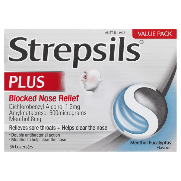 Strepsils Plus Blocked Nose Relief Lozenges 36 Pack