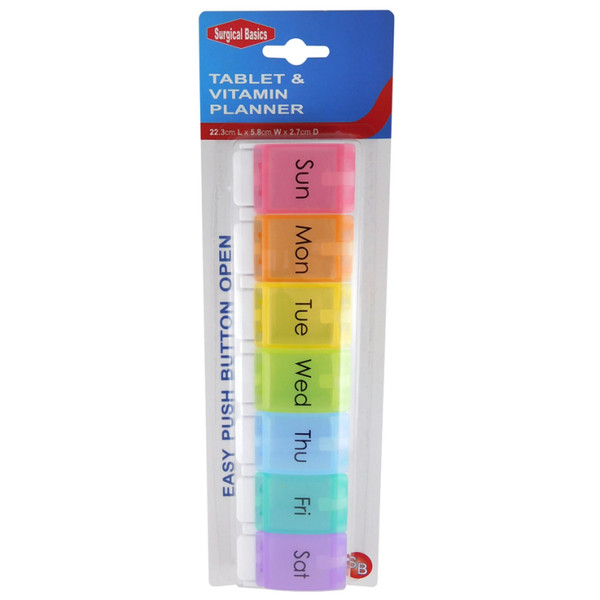 Surgical Basics Pill Easy Push 7 Day Tablet & Vitamin Planner