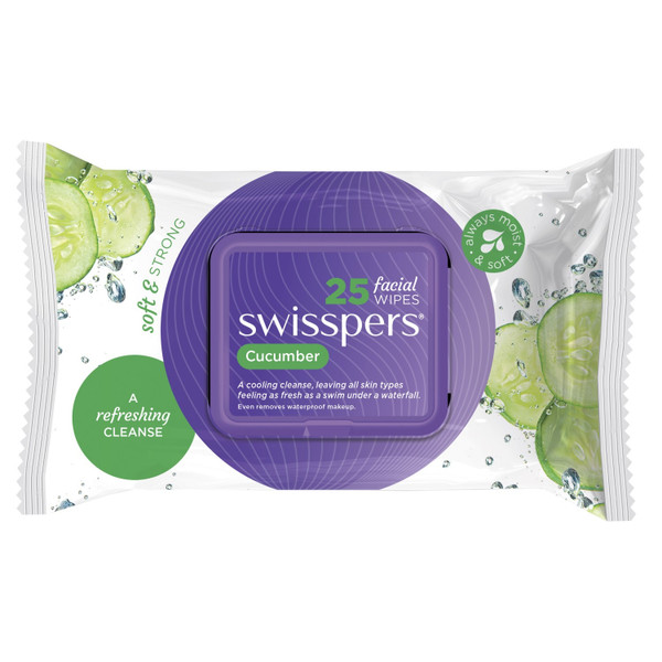 Swisspers Cucumber Facial Wipes 25 Pack