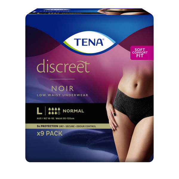 Tena Pants Discreet Womens Black Large 9 Pack