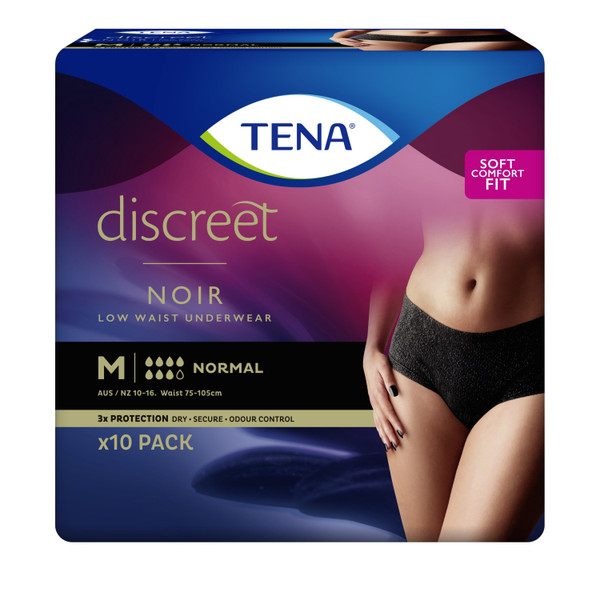 Tena Pants Discreet Womens Black Medium 10 Pack
