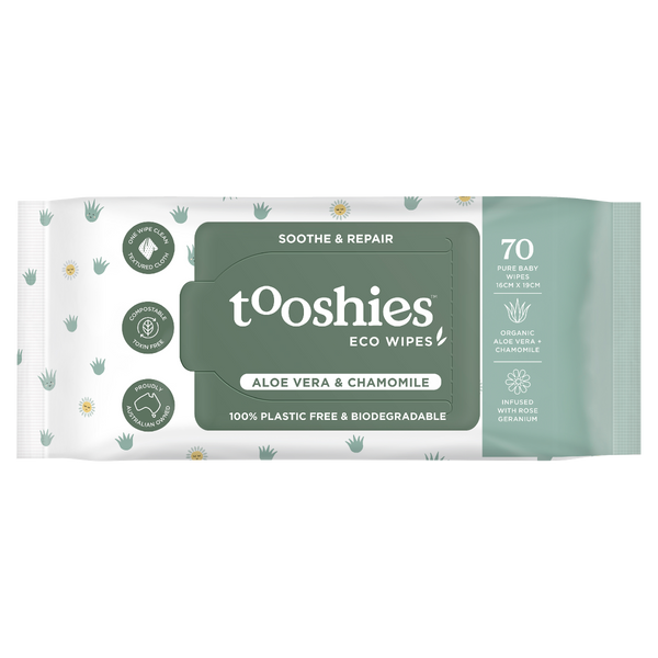 Tooshies ECO Wipes Aloe Vera & Chamomile Baby Wipes 70pk
