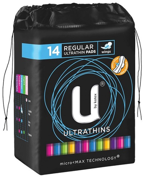 U by Kotex Pads Regular Ultrathin with Wings 14 Pack