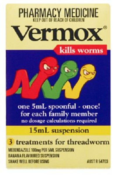 Vermox Suspension 15mL 3 Treatments