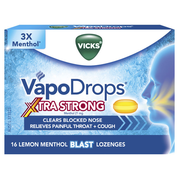 Vicks VapoDrops Xtra Strong Lemon Blast 16Lozenges