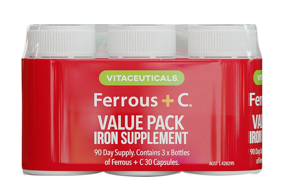 Vitaceuticals Ferrous + C Value Pack 90 Capsules