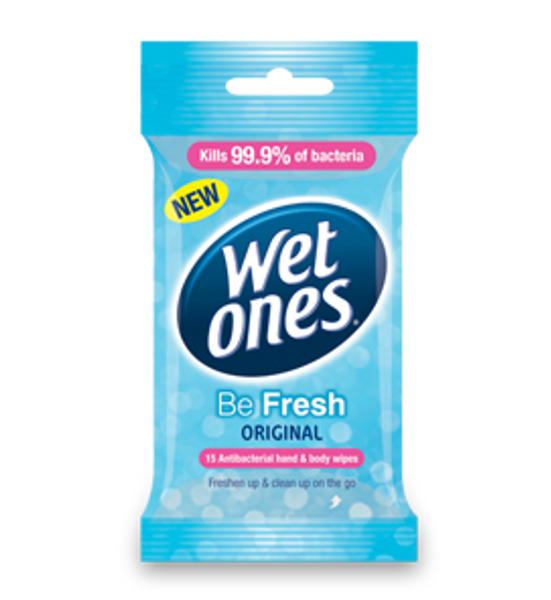 Wet Ones Antibacterial Be Fresh Travel 15 Wipes