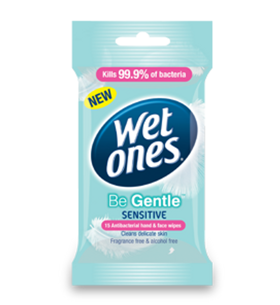 Wet Ones Antibacterial Be Gentle Travel 15 Wipes